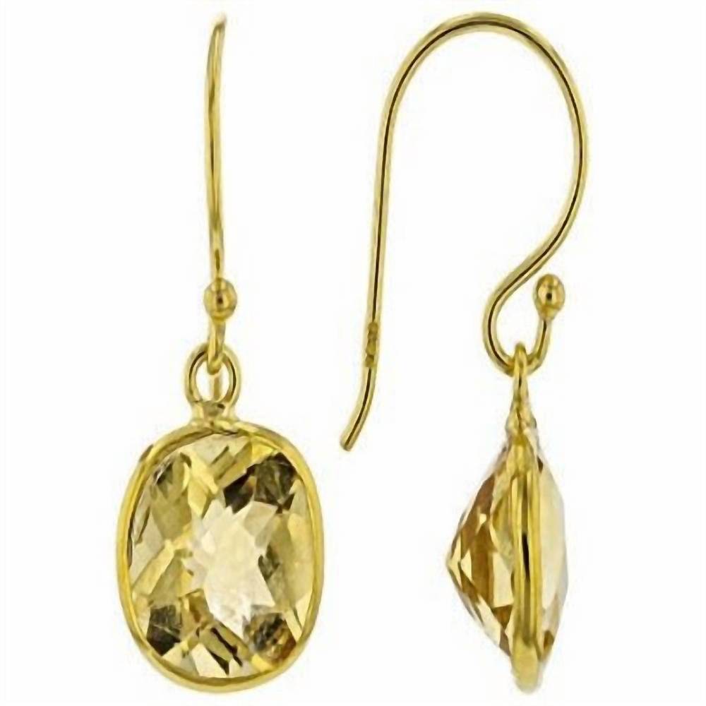 NEW JEWELIT women's citrine cushion cut dangle earrings in gold